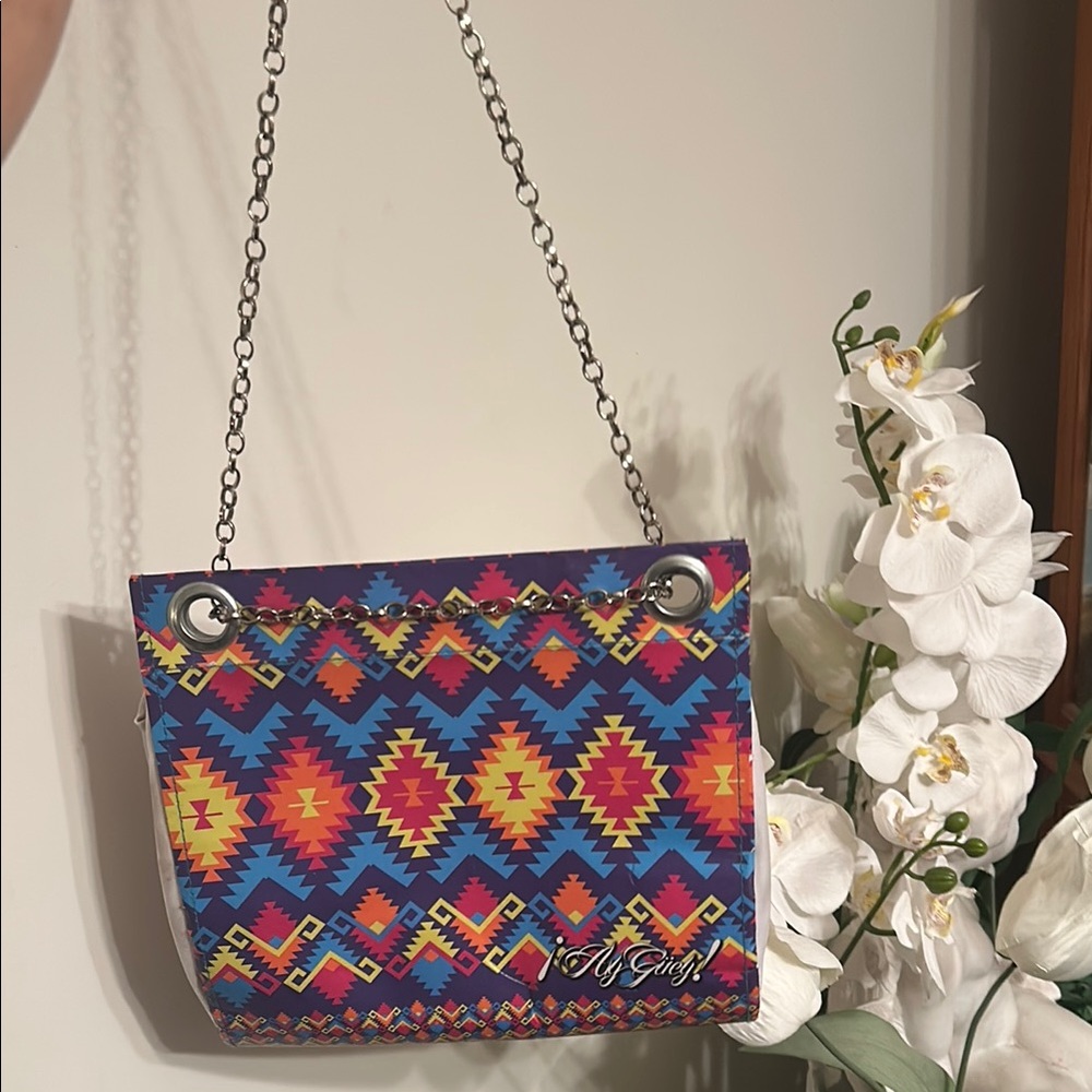 ¡Ay Güey! Festival Crossbody Bag Tribal Print Chain Strap Made in Mexico by Tawi